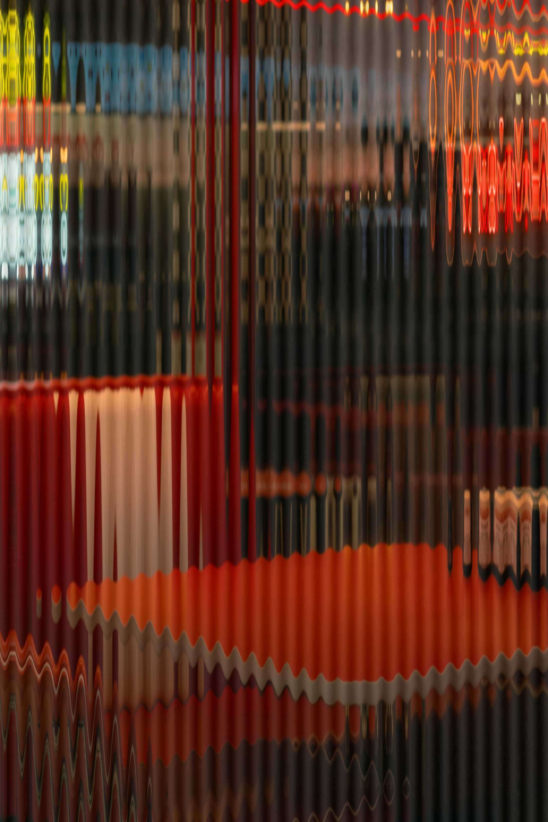 Real reeded-glass effect applied to a neon diner photograph.